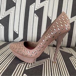 VTG Charles Jourdan Nude Metal Pieces Platform Stilettos Size 7M